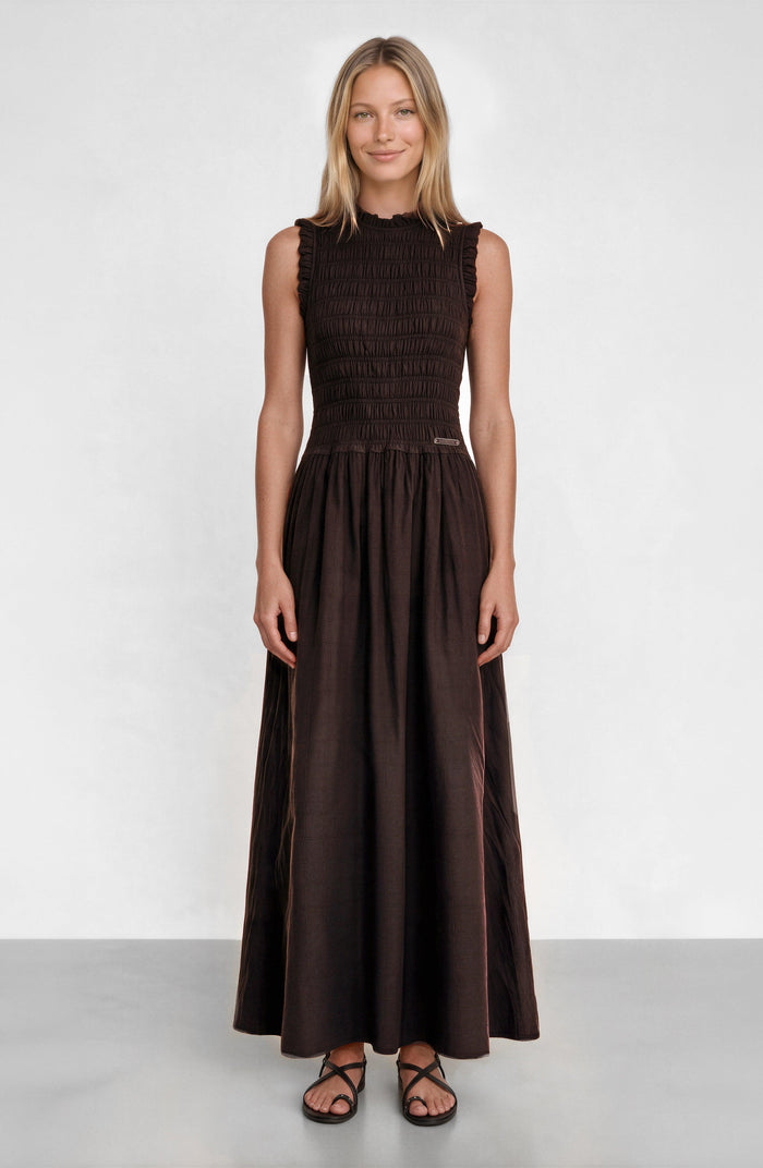 Vestido Panal Sin Manga Brown