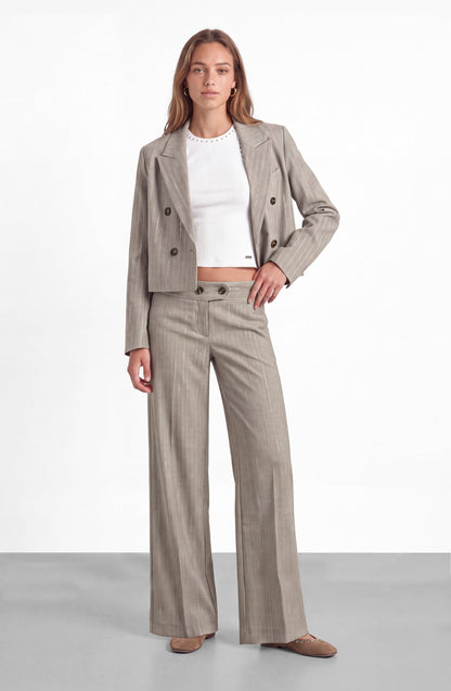 Blazer Rayas Corto Lurex Beige