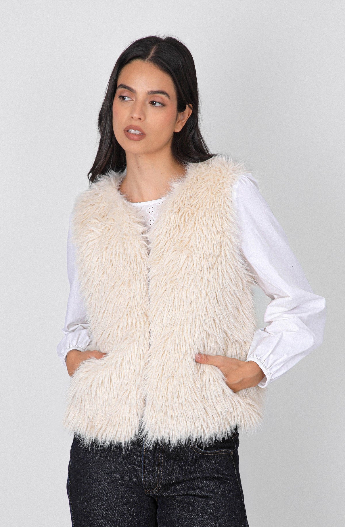 Chaqueta Sin Mangas Pelo White