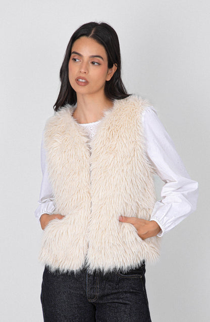Chaqueta Sin Mangas Pelo White