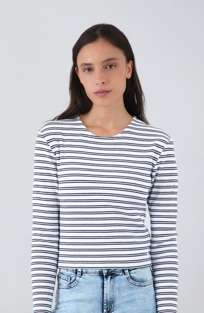 Camiseta Manga Larga Lineas White