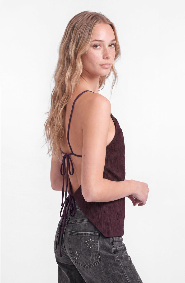 Top Drapeado Sin Espalda Burgundy