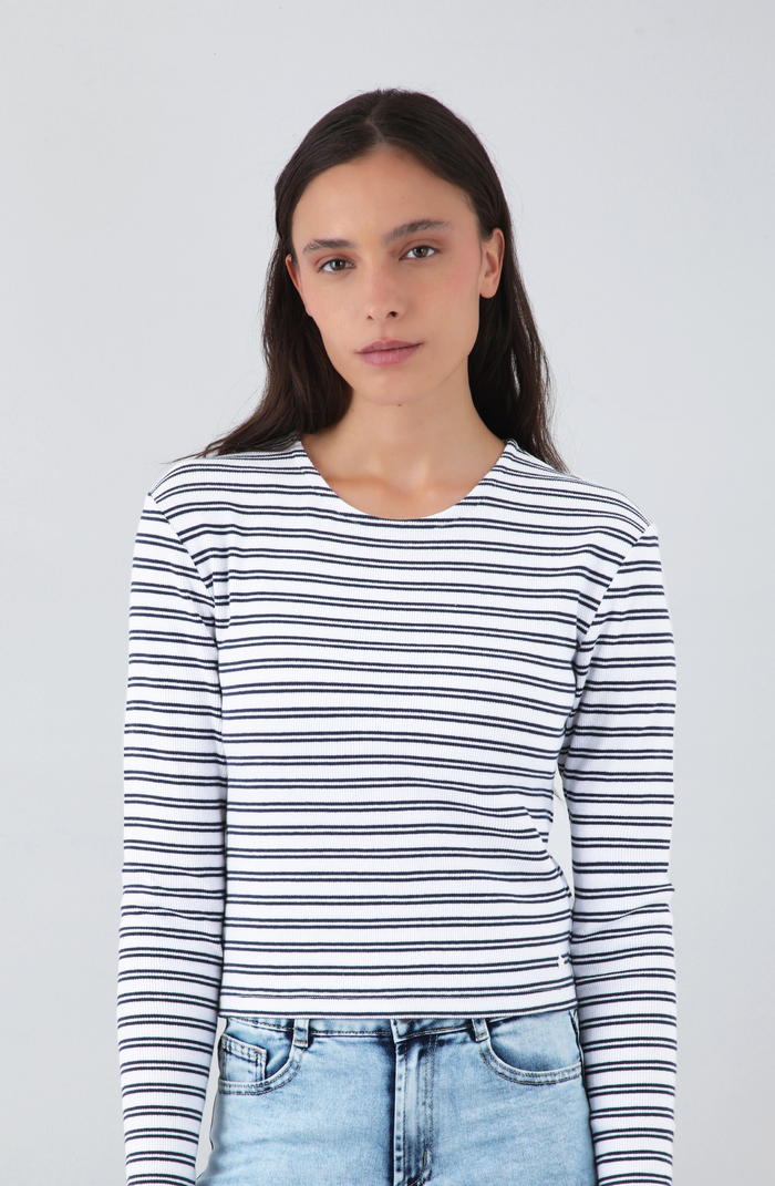 Camiseta Manga Larga Lineas White