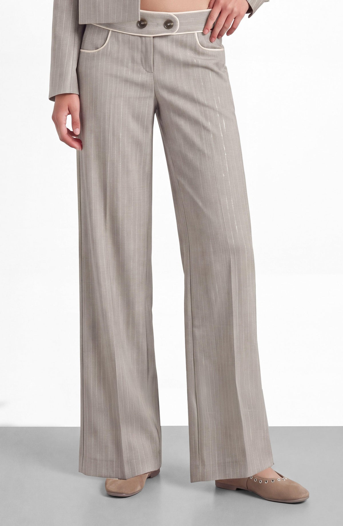 Pantalón Sastrero Lurex Beige