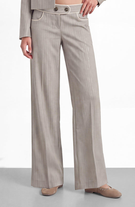Pantalón Sastrero Lurex Beige