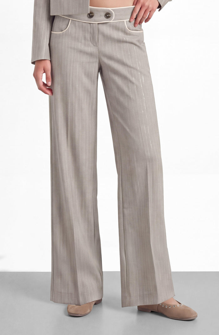 Pantalón Sastrero Lurex Beige