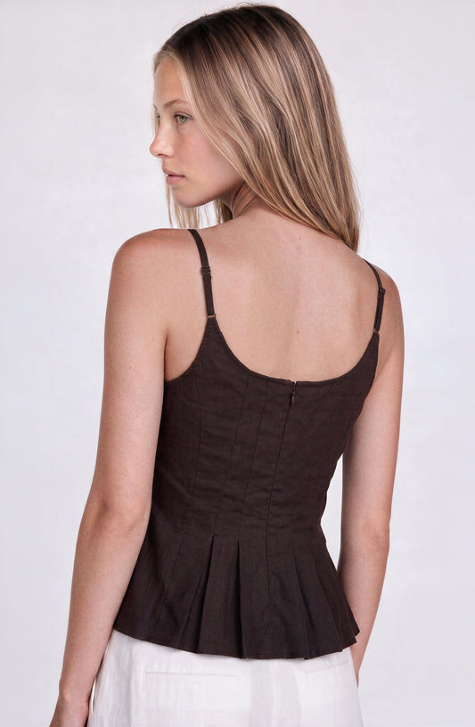 Top Ajustado Plisado Brown