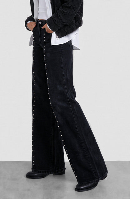 Pantalón Cortes Tachas Estrellas Grey