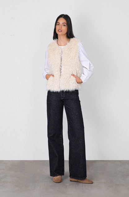 Chaqueta Sin Mangas Pelo White