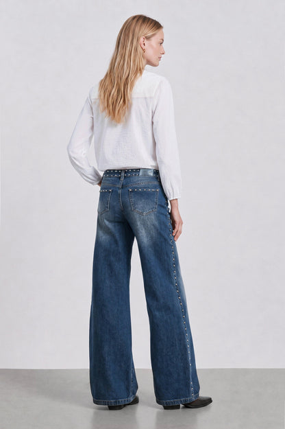 Pantalón Pretina Tachas Light Blue