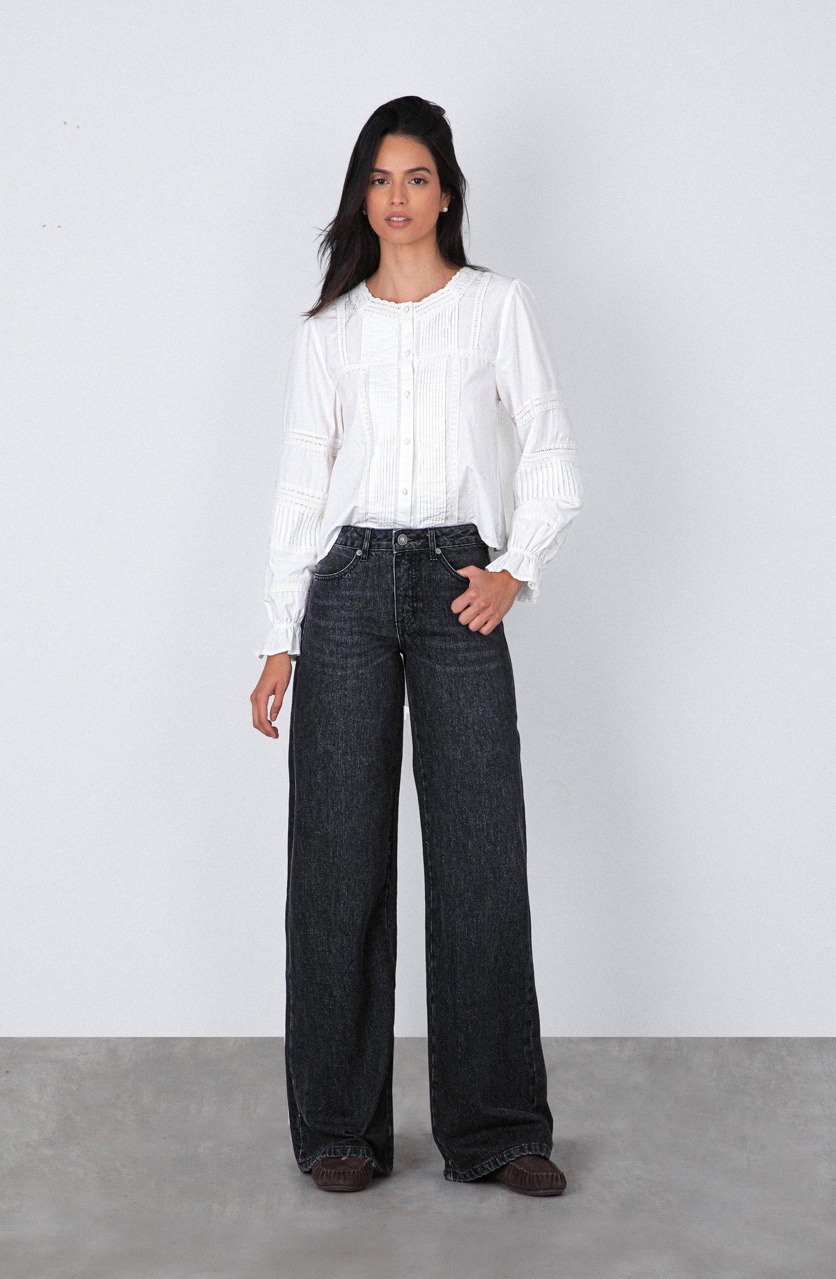 Pantalón Aplicación Denim Brown
