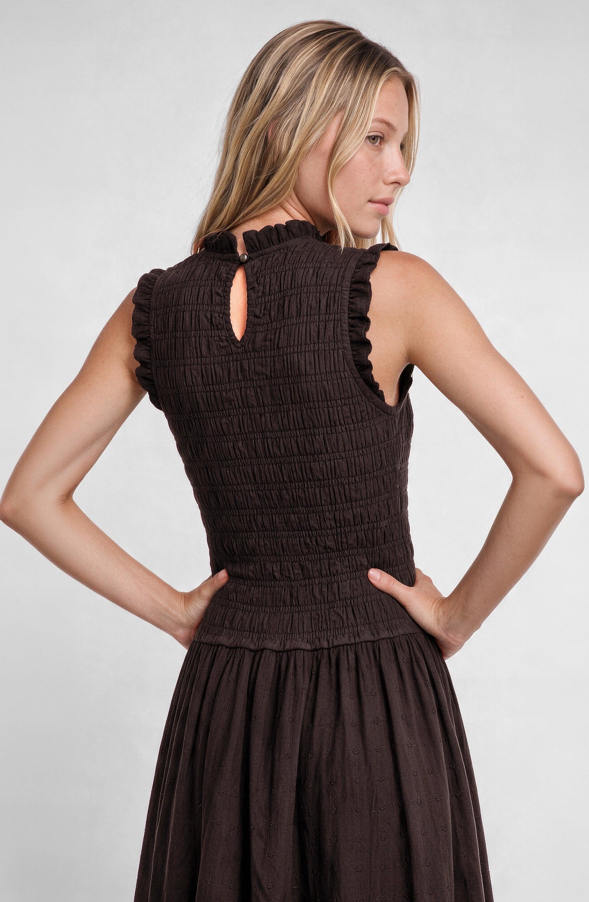Vestido Panal Sin Manga Brown