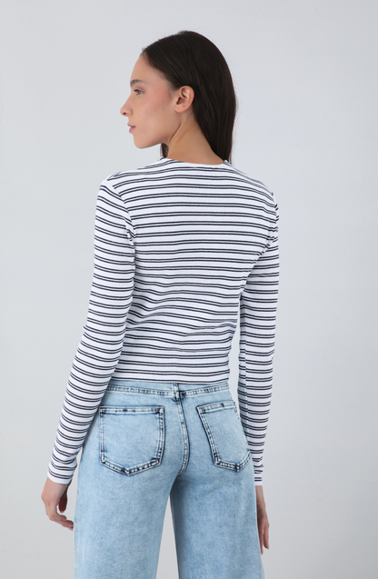 Camiseta Manga Larga Lineas White
