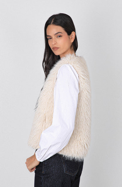 Chaqueta Sin Mangas Pelo White