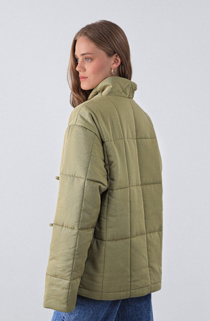 Chaqueta Acolchada Cintas Pistacho
