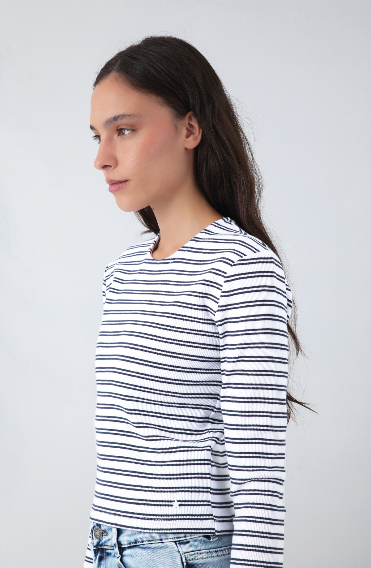 Camiseta Manga Larga Lineas White