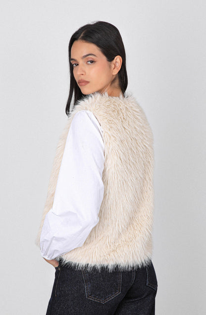 Chaqueta Sin Mangas Pelo White