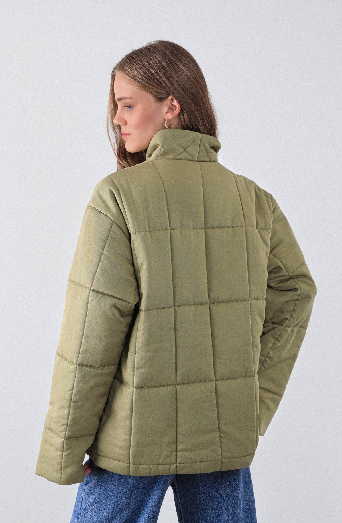 Chaqueta Acolchada Cintas Pistacho