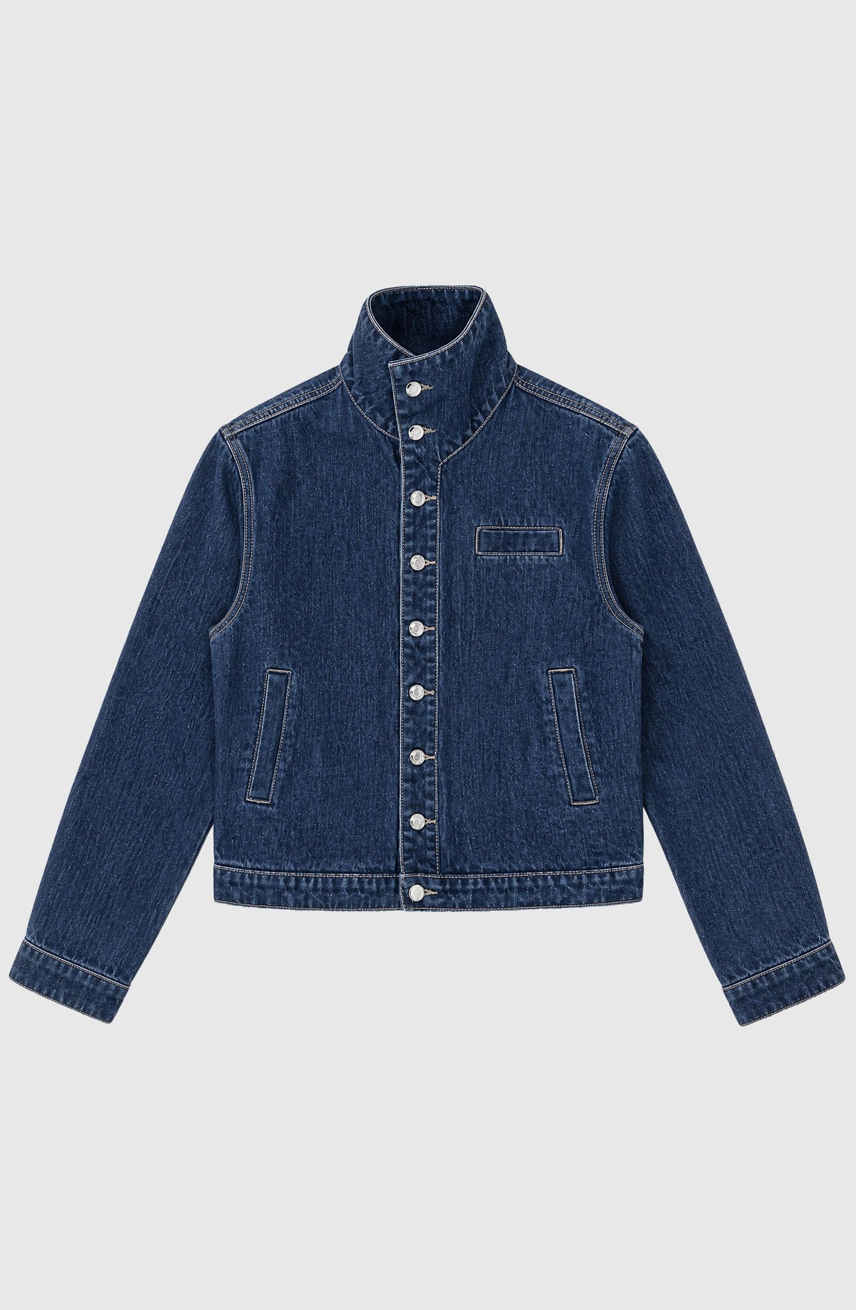 Chaqueta Denim Cuello Funnel Blue