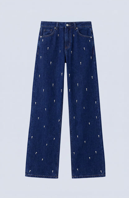 Pantalón Gotas Strass Indigo