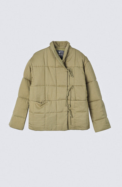 Chaqueta Acolchada Cintas Pistacho